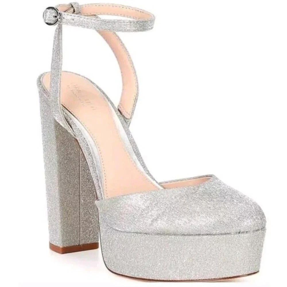 Born on Fifth x Antonio Melani  Metallic Glitter Closed Toe Platform Pumps 9.5M